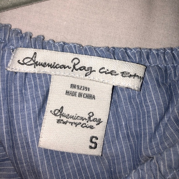 American Rag One Shoulder Ruffle Blue Crop Top - Picture 4 of 6